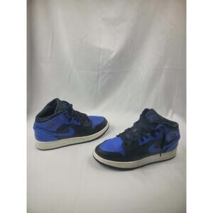 Nike Air Jordan 1 Retro Mid 554725-077 Royal Blue Black Size 5Y Or Womens 6.5